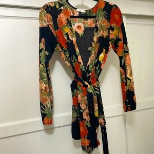 Honey punch burnt orange floral romper